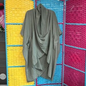 Chic avant garde sage green cotton gauze styled top from Italy. Incredible style